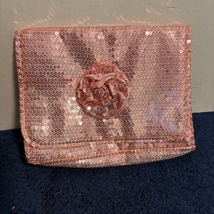 NEW Elizabeth Arden Makeup Bag Cosmetic Bag SEQUIN PINK Clutch HOCO PROM Bling